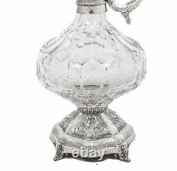 Fine Sterling Silver & Fine Cut Crystal Hand Chased Wine Decanter