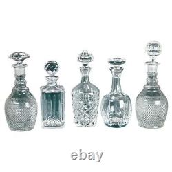 Five Vintage Cut & Pressed Glass Spirits Decanters C1940