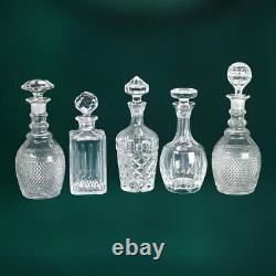 Five Vintage Cut & Pressed Glass Spirits Decanters C1940