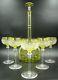 French Baccarat Carafe Mandarin Decanter & Glasses Cut Crystal Green To Clear