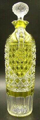 French Baccarat Crystal Decanter Handle Ewer Lime Cut to Clear ca 1900