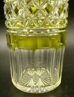 French Baccarat Crystal Decanter Handle Ewer Lime Cut to Clear ca 1900