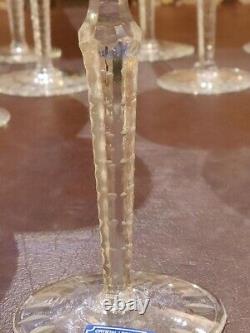 GODINGER CRYSTAL LEGENDS Set of 4 COBALT CUT TO CLEAR GLASSES 8.5 inch tall
