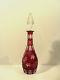 Gorgeous Antique Cranberry Cased Cut-to-clear Cut Glass Decanter With Grape Design