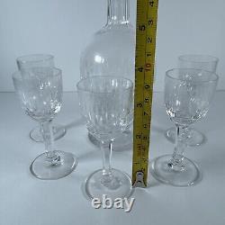GORGEOUS VINTAGE FRENCH CUT CRYSTAL CORDIAL DECANTER With Matching Glasses