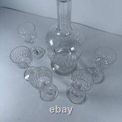 GORGEOUS VINTAGE FRENCH CUT CRYSTAL CORDIAL DECANTER With Matching Glasses