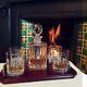 Galway Crystal Longford Whiskey Decanter Set, 4 Dof Tumblers & Wooden Tray