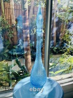 Genie Bottle Decanter Icy Blue Diamond Cut