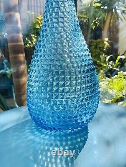 Genie Bottle Decanter Icy Blue Diamond Cut