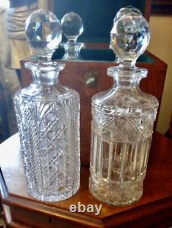 Georgian Antique Travelling Campaign Tantalus With 4 Crystal Cut Glass Decanters