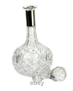 German 800 Silver and Clear Cut Crystal Glass Decanter, circa 1920