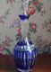 German Tharaud Cased Cut To Clear Crystal Wine Decanter Cobalt Blue