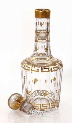 Gilded cut glass decanter, Baccarat Cannelure shape, 1916 catalog 11738