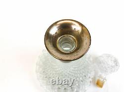 Glass Decanter Brilliant Cut Diamond Silver Collar Round Bulb Stopper 12