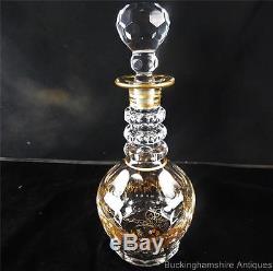 Good Continental Antique Glass Three Ring Decanter Gilt Scrolling Designs