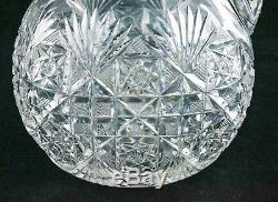 Gorgeous ABP Brilliant Cut Glass Fancy Pillow Shape Whisky Jug Decanter