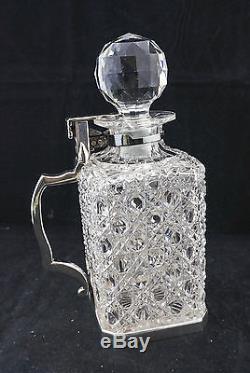 Gorgeous ABP Brilliant Cut Glass Whiskey Decanter Silver Locked Tantalus