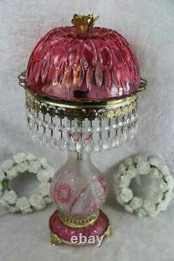 Gorgeous Bohemian Czech pink clear crystal glass cut Table desk lamp pendants