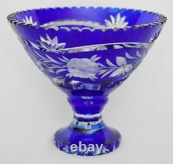 Gorgeous Bohemian Glass Czech Cut-to-clear Cobalt Royal Blue Stoppered Decanter