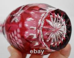 Gorgeous Bohemian Glass Czech Cut-to-clear Cranberry Ruby Stoppered Decanter