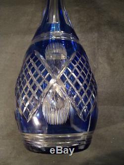 Gorgeous Cobalt Cased Cut-to-clear Engraved Decanter