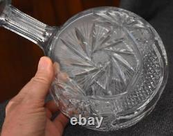 Gorgeous Etched Cut Polish 24% Lead Crystal Circular Decanter With Whirling Star