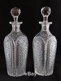 Gorgeous Pair Antique British English or Irish Cut Crystal Glass Decanters