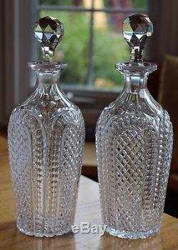 Gorgeous Pair Antique British English or Irish Cut Crystal Glass Decanters