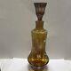 Gorgeous Vintage Bohemian Amber Glass Decanter Cut To Crystal