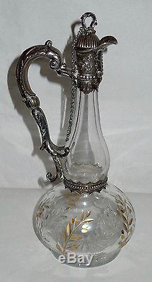 Gorham Sterling & Cut Glass Double Gourd Decanter/Carafe/Ewer