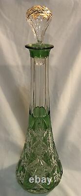 Green Cut To Clear Cased Glass 16 Decanter Val St Lambert
