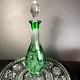Green Decanter Cut To Clear Emerald Green Floral Grape Star Motif Vintage #ab35