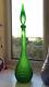 Green Spikey Diamond Cut Genie Bottle Decanter 1960s Glass Empoli Mcm
