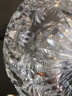 HAWKES ABG Crystal Glass Decanter American Brilliant Hawke's Cut Vase Signed
