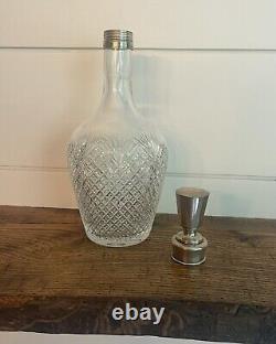 HAWKES-American Brilliant'Pineapple' Cut Glass Decanter-Sterling Silver-Signed