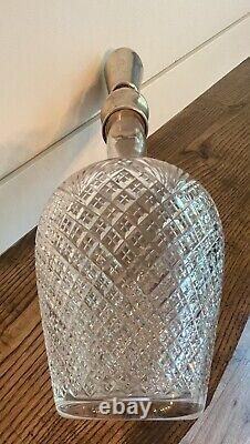 HAWKES-American Brilliant'Pineapple' Cut Glass Decanter-Sterling Silver-Signed