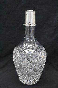 HAWKES Cut Glass 1932 TENNIS TROPHY Decanter Bottle STERLING SILVER Lid Liquor