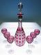 Htf Ajka Or Faberge Russian Court Cranberry Cut To Clear Decanter Cordial Set
