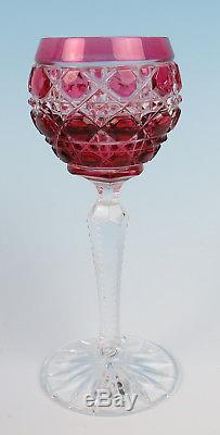 HTF Ajka or Faberge Russian Court Cranberry Cut To Clear Decanter Cordial Set