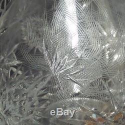 Huge Antique Cut & Elaborately Engraved 12.75 High Cut Glass Decanter