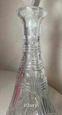 HUGE vintage American brilliant cut clear crystal liquor wine decanter glass