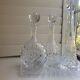 Hand-cut Clear Crystal Decanters (set Of 3) Withlids And Plate Unmarked See Pics