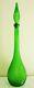 Harder To Find Straight Cut Lime Green Italian Art Glass Genie Bottle Decanter