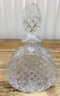 Heavy Cut Glass Lead Crystal Decanter Pineapple Circle Sphere Disc Help Maker