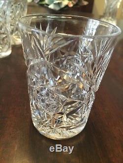 Heavy Lead Cut Crystal Decanter / Carafe and 9 Glasses