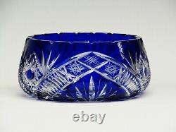 High Quality Hand Cut Cobalt Blue Cut To Clear Bohemian Lead Crystal Bowl