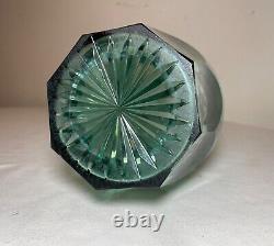High quality Antique green cut crystal Moser Czech Bohemian glass decanter