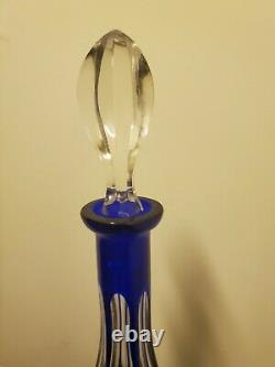 Hutschenreuther German Crystal Clear To Blue Cut Decanter 15.5 Tall