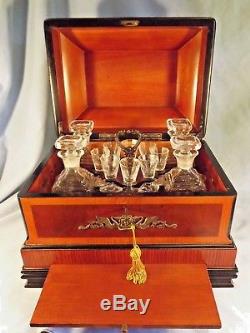 Inlaid Decanter Cabinet/Tantalus Complete With Glasses