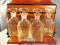 Inlaid Decanter Cabinet/Tantalus Complete With Glasses